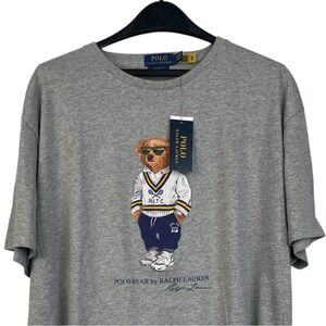 NEW Polo Ralph Lauren POLO BEAR Tennis Mens XXL 100% Cotton Tee T Shirt Gray